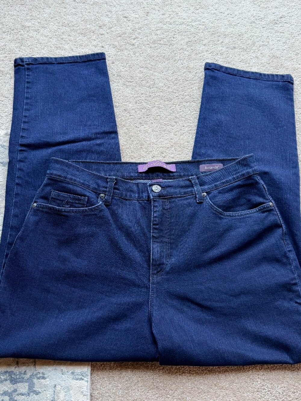 Gloria Vanderbilt Classic Amanda High-rise Dark Wash Tapered Jeans - Size 14S